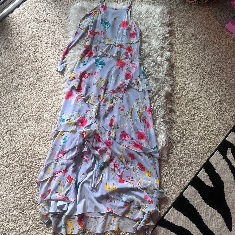 Rachel Roy purple lavender floral garden party ruffle maxi dress - Picture 10 of 16